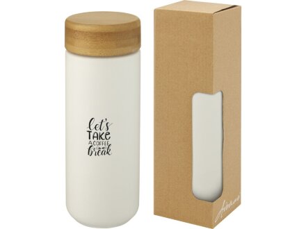 Lumi керамическая кружка объемом 300 мл с бамбуковой крышкой, белый Lumi керамическая кружка объемом 300 мл с бамбуковой крышкой, белый