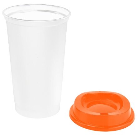 Стакан с крышкой Color Cap White, белый с оранжевым Стакан с крышкой Color Cap White, белый с оранжевым