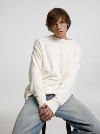 Джемпер оверсайз унисекс Stated в сумке, белый (молочный) Джемпер оверсайз унисекс Stated в сумке, белый (молочный)