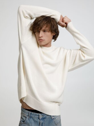 Джемпер оверсайз унисекс Stated в сумке, белый (молочный) Джемпер оверсайз унисекс Stated в сумке, белый (молочный)