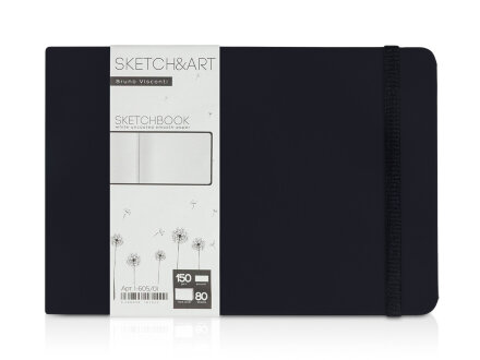 Скетчбук Sketch & Art в твердом переплете 213х146 мм, 80 л. белой бумаги 150 г/м2, черный