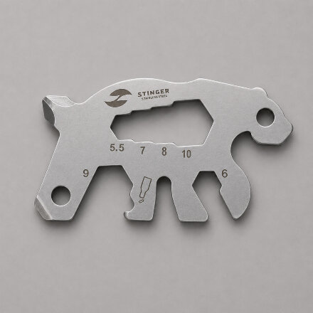 Мини-мультитул карманный Stinger, 55 x 35 мм, 5 функций, медведь, нержавеющая сталь, серебристый, в блистере Мини-мультитул карманный Stinger, 55 x 35 мм, 5 функций, медведь, нержавеющая сталь, серебристый, в блистере