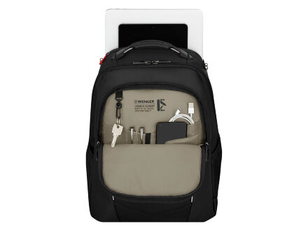 Рюкзак WENGER ALTAIR 15.6, черный, переработанный ПЭТ/Полиэстер, 32х21х44 см, 22 л.