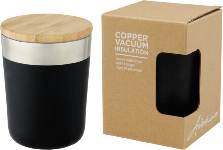 Lagan Кружка с медной вакуумной изоляцией объемом 300 мл и бамбуковой крышкой, черный Lagan Кружка с медной вакуумной изоляцией объемом 300 мл и бамбуковой крышкой, черный