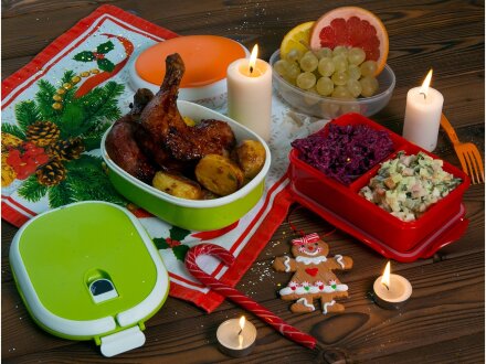 Герметичный ланч-бокс Foody с двумя секциями, 650мл, красный