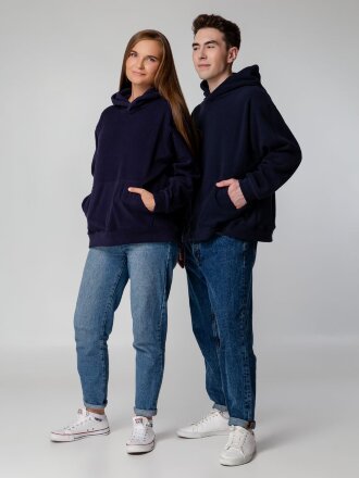 Худи флисовое унисекс Manakin, темно-синее Худи флисовое унисекс Manakin, темно-синее