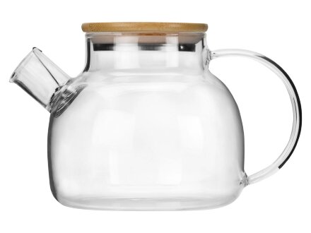 Стеклянный заварочный чайник Sencha с бамбуковой крышкой Стеклянный заварочный чайник Sencha с бамбуковой крышкой
