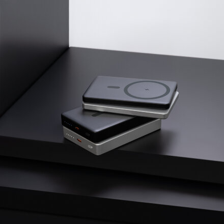 Внешний аккумулятор Atlantis PD 5000mAh с функцией беспроводной зарядки 15W, серебряный