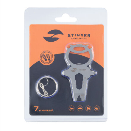 Мини-мультитул карманный Stinger, 68 x 41 мм, 7 функций, космонавт, нержавеющая сталь, серебристый, в блистере Мини-мультитул карманный Stinger, 68 x 41 мм, 7 функций, космонавт, нержавеющая сталь, серебристый, в блистере