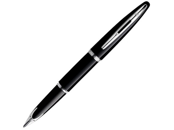 Перьевая ручка Waterman Carene, цвет: Black ST, перо: F или М чернила: blue с нанесением логотипа