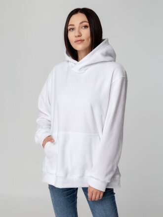 Худи флисовое унисекс Manakin, белое Худи флисовое унисекс Manakin, белое