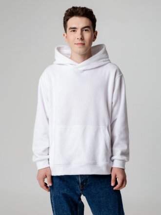 Худи флисовое унисекс Manakin, белое Худи флисовое унисекс Manakin, белое