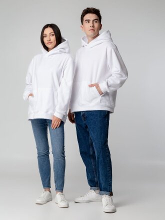 Худи флисовое унисекс Manakin, белое Худи флисовое унисекс Manakin, белое