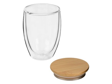 Стакан Valday с двойными стекнами и бамбуковой крышкой, 350 мл Стакан Valday с двойными стекнами и бамбуковой крышкой, 350 мл