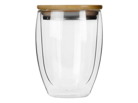 Стакан Valday с двойными стекнами и бамбуковой крышкой, 350 мл Стакан Valday с двойными стекнами и бамбуковой крышкой, 350 мл