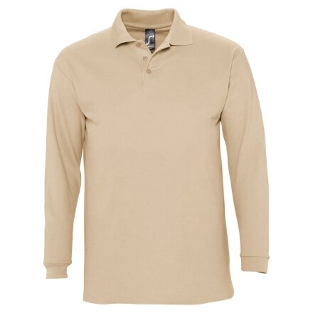 Рубашка поло мужская с длинным рукавом Winter II 210 бежевая Рубашка поло мужская с длинным рукавом Winter II 210 бежевая