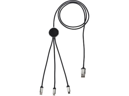 Кабель 3-в-1 с подсветкой логотипа Ion, черный Кабель 3-в-1 с подсветкой логотипа Ion, черный