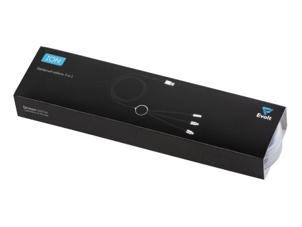 Кабель 3-в-1 с подсветкой логотипа Ion, черный Кабель 3-в-1 с подсветкой логотипа Ion, черный