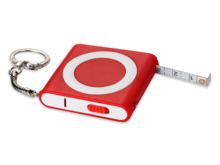 Брелок-рулетка с фонариком, 1 м., красный/белый Брелок-рулетка с фонариком, 1 м., красный/белый