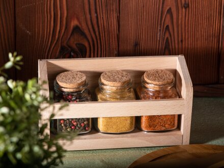 Набор Delicio из трех специй в подставке из бука Набор Delicio из трех специй в подставке из бука