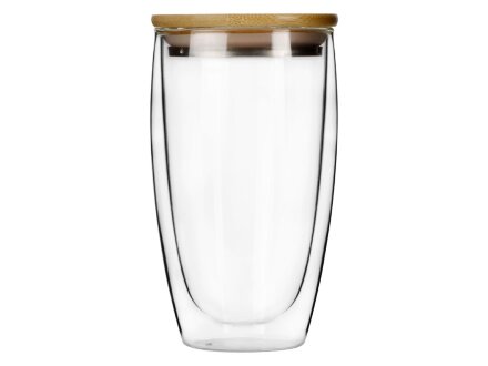 Стакан Batur с двойными стенками и бамбуковой крышкой, 450 мл Стакан Batur с двойными стенками и бамбуковой крышкой, 450 мл