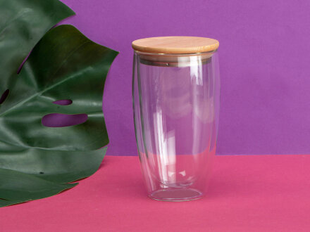 Стакан Batur с двойными стенками и бамбуковой крышкой, 450 мл Стакан Batur с двойными стенками и бамбуковой крышкой, 450 мл