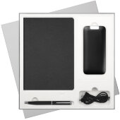 Подарочный набор Moon river, черный (ежедневник, ручка, аккумулятор)