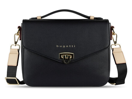 Сумка женская BUGATTI Ella, чёрная, полиуретан, 29х10х22 см Сумка женская BUGATTI Ella, чёрная, полиуретан, 29х10х22 см