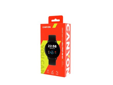 Умные часы CANYON Lollypop SW-63, IP 68, BT 5.0, сенсорный дисплей 1.3, черный (Р)