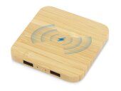 USB-хаб с беспроводной зарядкой из бамбука Plato USB-хаб с беспроводной зарядкой из бамбука Plato