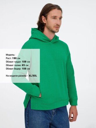Худи оверсайз унисекс Tolla, зеленое Худи оверсайз унисекс Tolla, зеленое