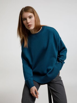 Джемпер оверсайз унисекс Stated в сумке, синий (морская волна) Джемпер оверсайз унисекс Stated в сумке, синий (морская волна)