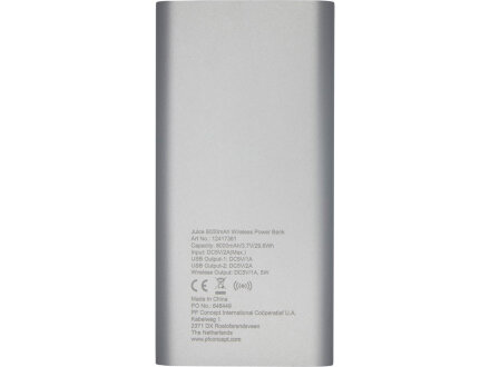 Беспроводное портативное зарядное устройство емкостью 8000 мАч Juice, серебристый Беспроводное портативное зарядное устройство емкостью 8000 мАч Juice, серебристый