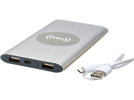 Беспроводное портативное зарядное устройство емкостью 8000 мАч Juice, серебристый Беспроводное портативное зарядное устройство емкостью 8000 мАч Juice, серебристый