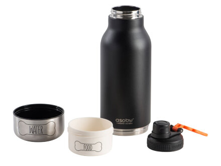 Вакуумный термос Buddy 3-в-1 со съемными мисками для питомцев, 1000 мл, черный Вакуумный термос Buddy 3-в-1 со съемными мисками для питомцев, 1000 мл, черный