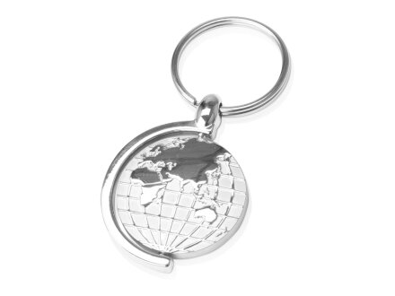Брелок с глобусом, вращающимся внутри кольца, серебристый Брелок с глобусом, вращающимся внутри кольца, серебристый