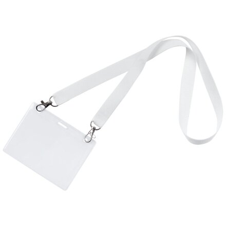 Лента для бейджа с 2 карабинами Carabine Duo, белая Лента для бейджа с 2 карабинами Carabine Duo, белая