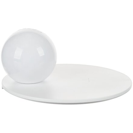 Станция беспроводной зарядки с часами и подсветкой GlobeBee, белая Станция беспроводной зарядки с часами и подсветкой GlobeBee, белая