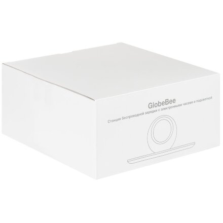 Станция беспроводной зарядки с часами и подсветкой GlobeBee, белая Станция беспроводной зарядки с часами и подсветкой GlobeBee, белая