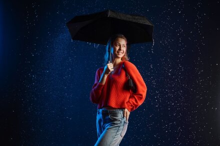 Зонт складной Color Action, в кейсе, черный Зонт складной Color Action, в кейсе, черный