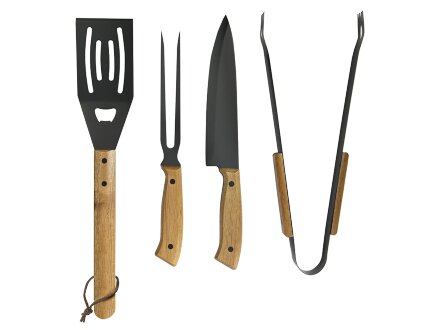 BBQ набор из акации, черный BBQ набор из акации, черный