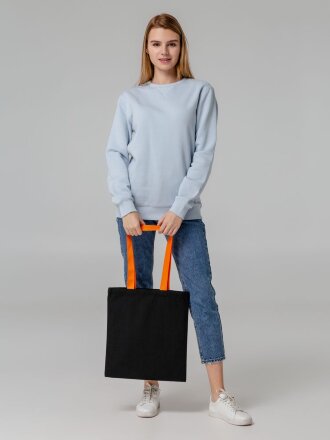 Холщовая сумка BrighTone, черная с белыми ручками Холщовая сумка BrighTone, черная с белыми ручками