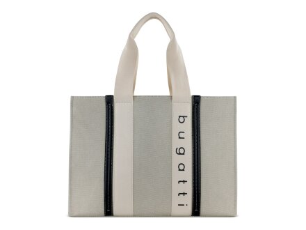 Сумка-тоут женская BUGATTI Ambra, бежево-черный цвет, хлопок/полиэстер, 45х14х32 см