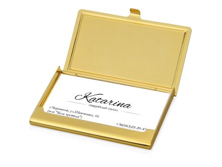 Визитница Белуччи, золотистый глянцевый (Р) Визитница Белуччи, золотистый глянцевый (Р)