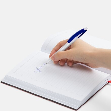 Ручка шариковая Bento, белая с синим Ручка шариковая Bento, белая с синим