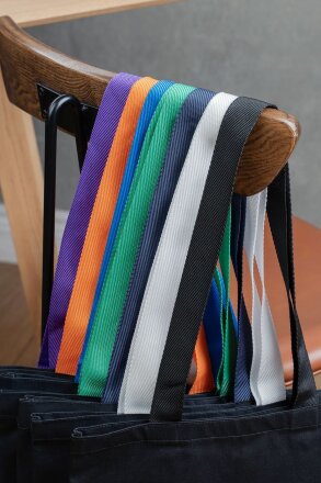 Холщовая сумка BrighTone, черная с оранжевыми ручками Холщовая сумка BrighTone, черная с оранжевыми ручками