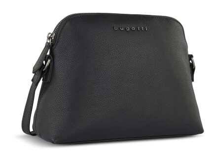 Сумка наплечная женская BUGATTI Bella, чёрная, воловья кожа/полиэстер, 23х8х17 см Сумка наплечная женская BUGATTI Bella, чёрная, воловья кожа/полиэстер, 23х8х17 см