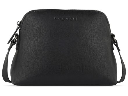 Сумка наплечная женская BUGATTI Bella, чёрная, воловья кожа/полиэстер, 23х8х17 см Сумка наплечная женская BUGATTI Bella, чёрная, воловья кожа/полиэстер, 23х8х17 см