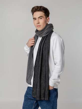 Шарф Nobilis, черный с серым меланжем Шарф Nobilis, черный с серым меланжем