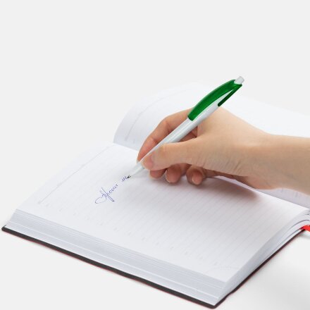 Ручка шариковая Bento, белая с зеленым Ручка шариковая Bento, белая с зеленым